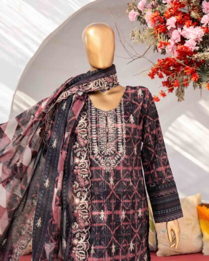 MEHAK Exclusive Lawn Embroidered Shirt With Embroidered Cutwork Lawn Dupatta