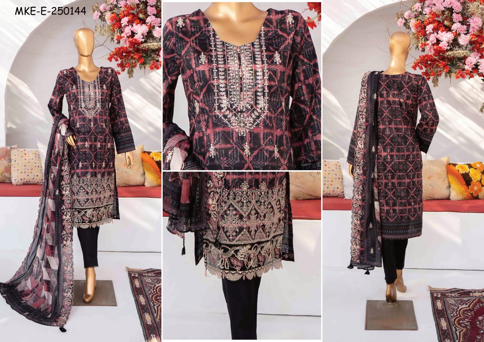 MEHAK Exclusive Lawn Embroidered Shirt With Embroidered Cutwork Lawn Dupatta - Image 2