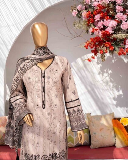 MEHAK Exclusive Lawn Embroidered Shirt With Embroidered Cutwork Lawn Dupatta