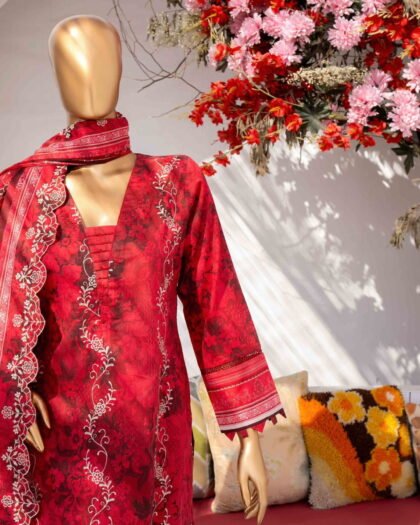 MEHAK Exclusive Lawn Embroidered Shirt With Embroidered Cutwork Lawn Dupatta