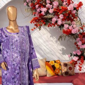 MEHAK Exclusive Lawn Embroidered Shirt With Embroidered Cutwork Lawn Dupatta