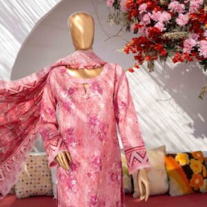 MEHAK Exclusive Lawn Embroidered Shirt With Embroidered Cutwork Lawn Dupatta