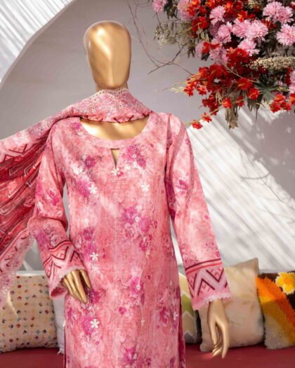 MEHAK Exclusive Lawn Embroidered Shirt With Embroidered Cutwork Lawn Dupatta