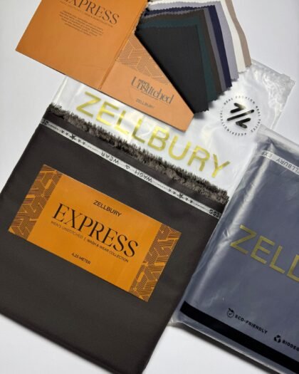 Zellbury Express Men’s Wash & Wear Collection 2025 – 100% Original Stock (4.25 Metres)