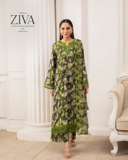 ZIVA by Gull Jee – Premium Unstitched Embroidered Lawn Suit (Vol-20)