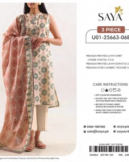 SAYA-BLOOMING PETALS | Digital Printed Lawn 3-Piece