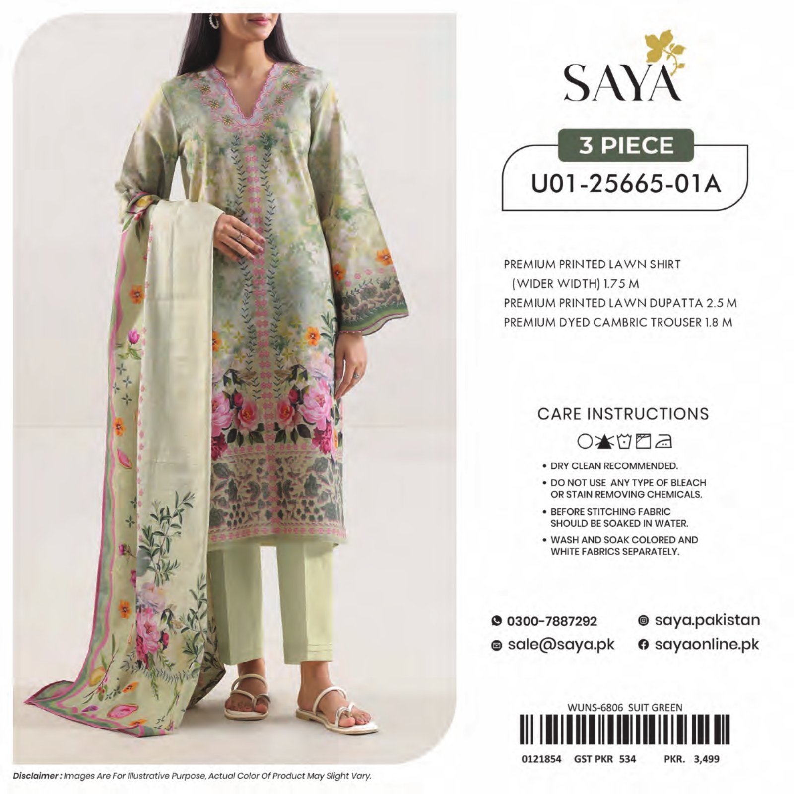 SAYA-BLOOMING PETALS | Digital Printed Lawn 3-Piece
