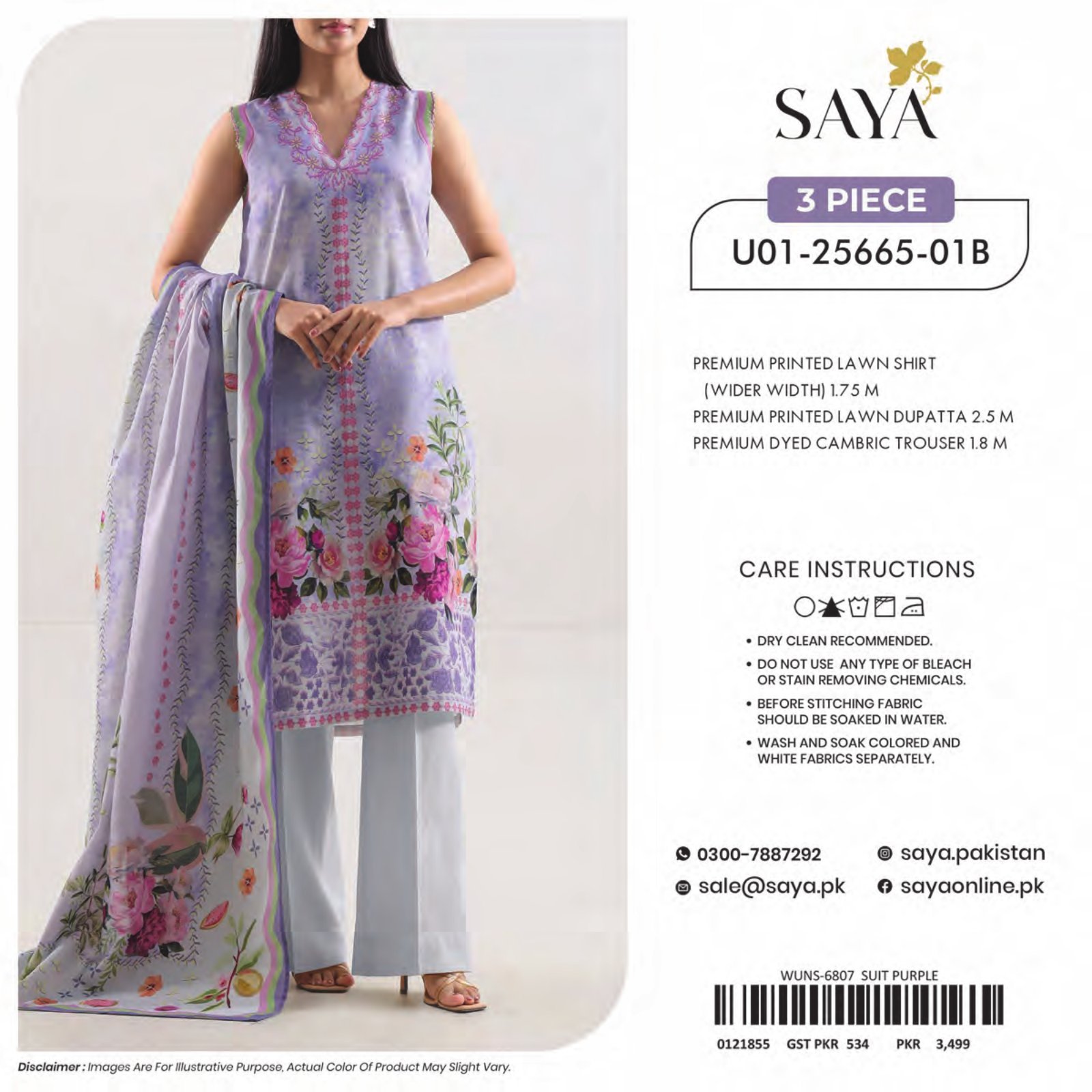 SAYA-BLOOMING PETALS | Digital Printed Lawn 3-Piece