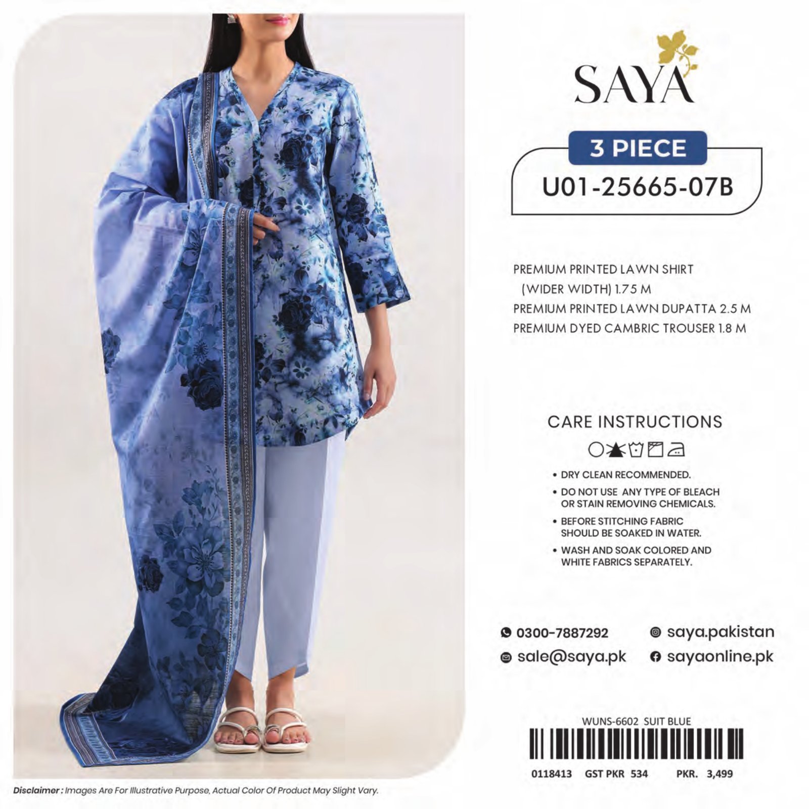 SAYA-BLOOMING PETALS | Digital Printed Lawn 3-Piece