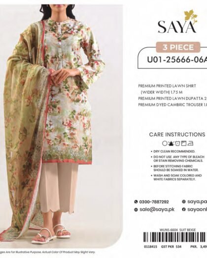SAYA-BLOOMING PETALS | Digital Printed Lawn 3-Piece