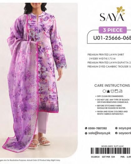SAYA-BLOOMING PETALS | Digital Printed Lawn 3-Piece