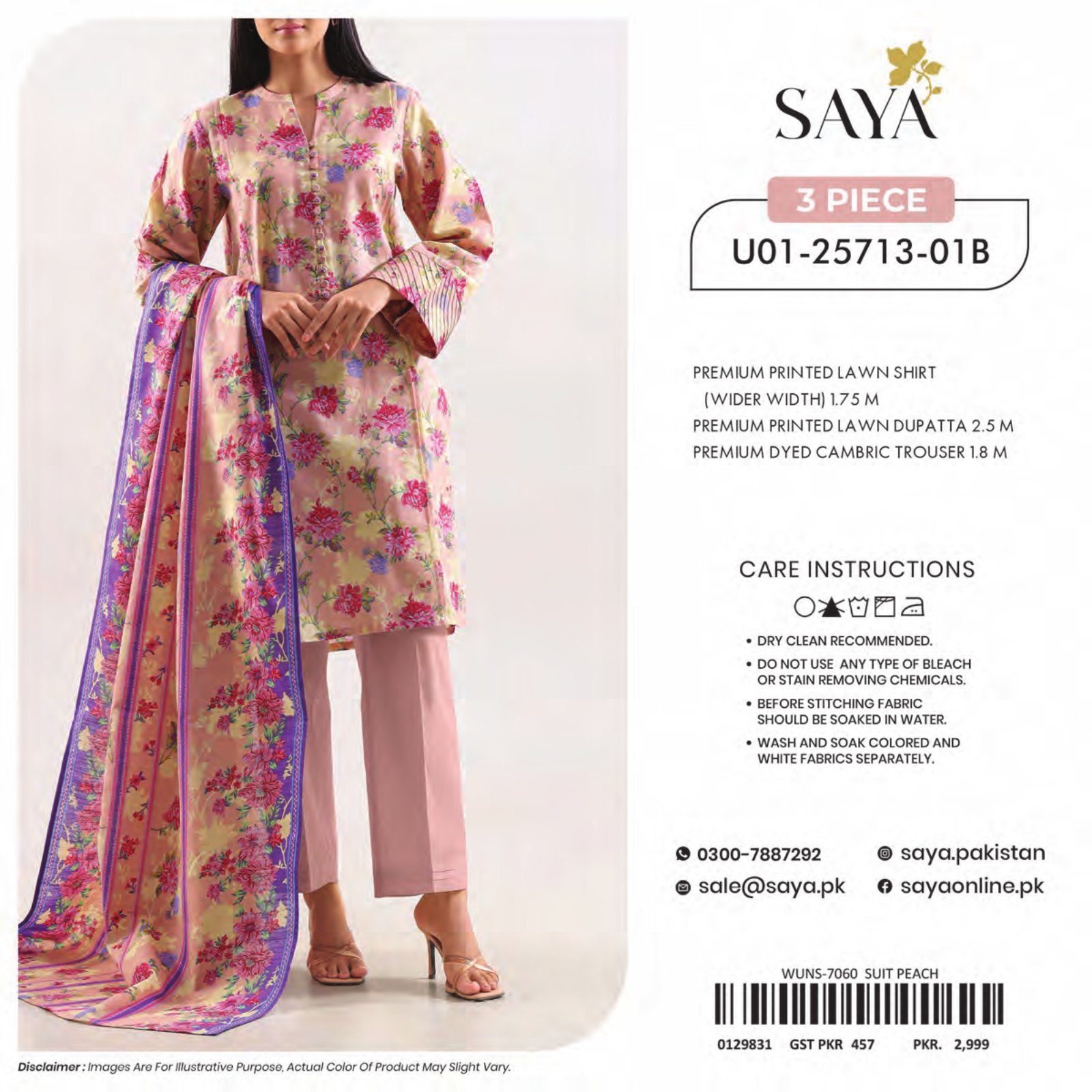 SAYA-BLOOMING PETALS | Digital Printed Lawn 3-Piece