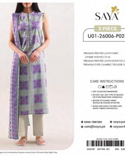 SAYA-BLOOMING PETALS | Digital Printed Lawn 3-Piece