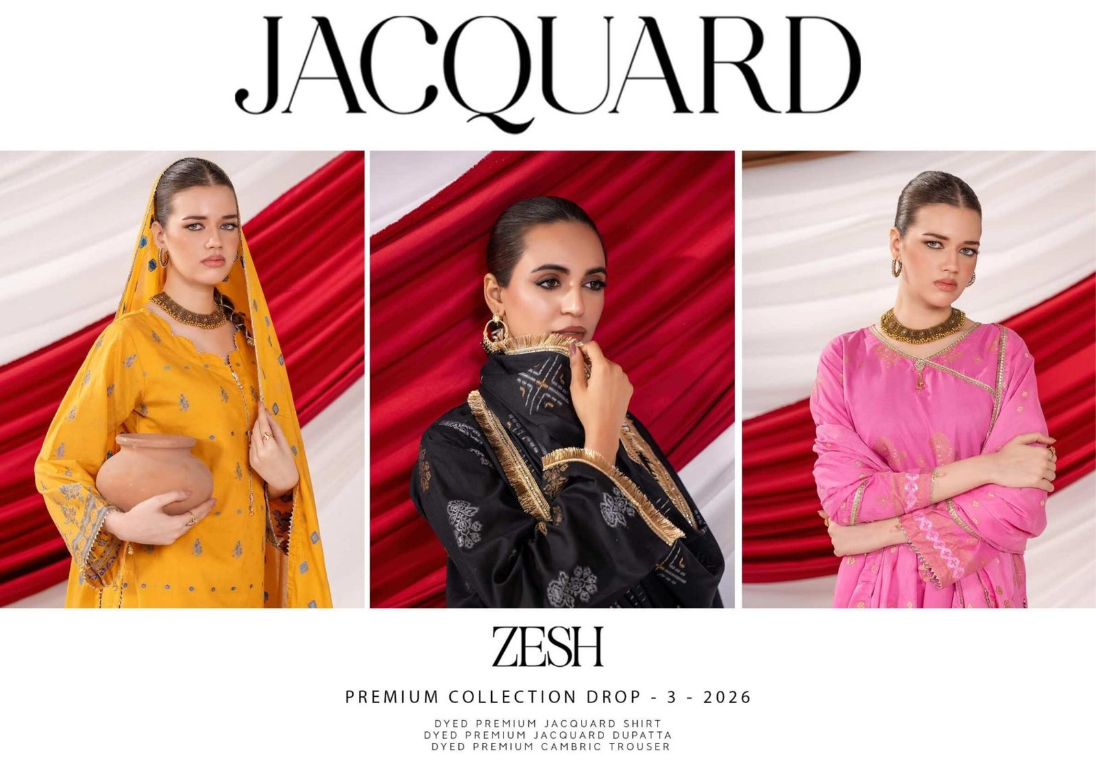 ZESH Premium Jacquard Lawn Broshia Banarsi Collection Vol-3 (2026)