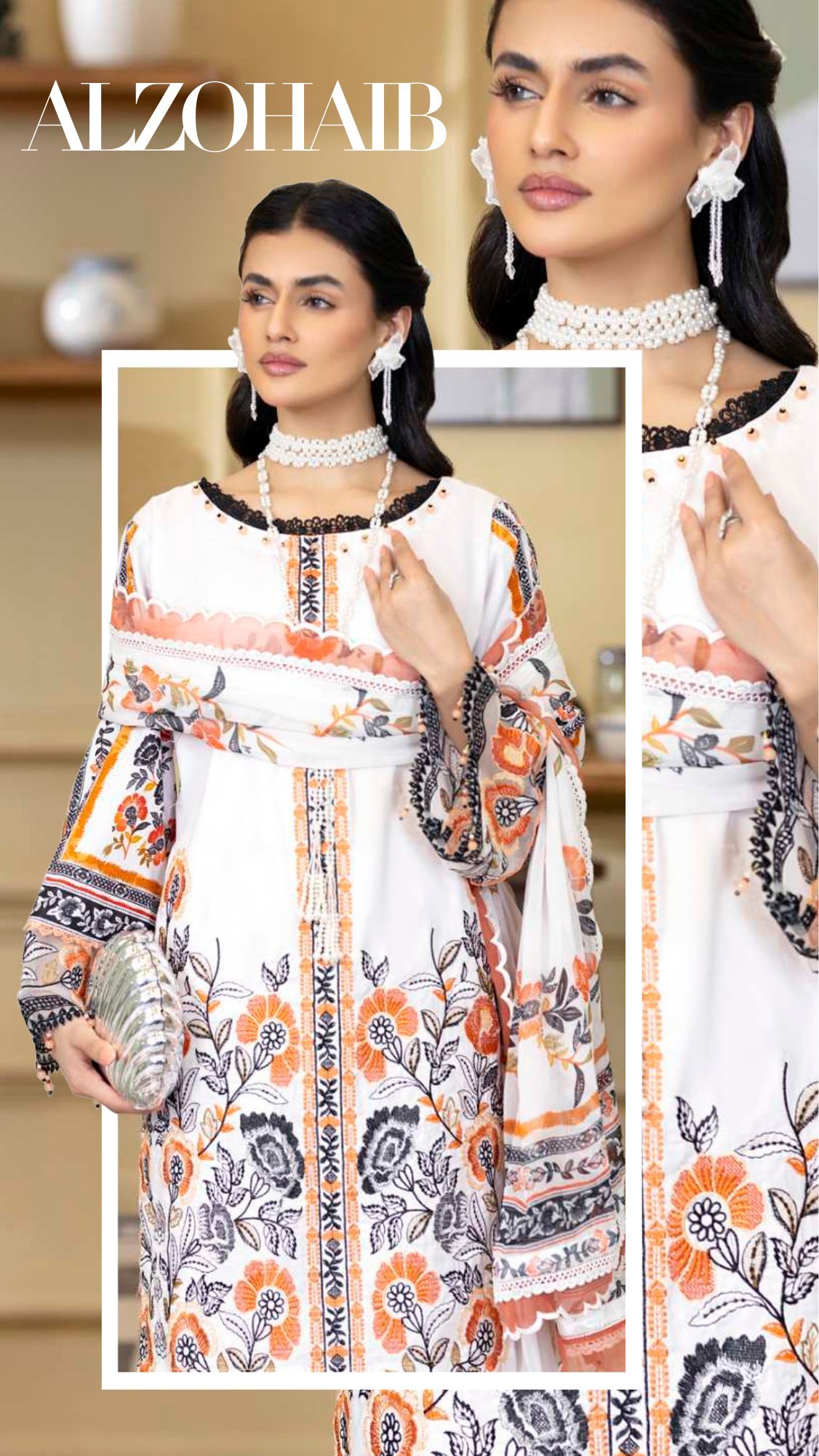 ALZOHAIB Printkari Embroidered & Appliqué Lawn - Image 2
