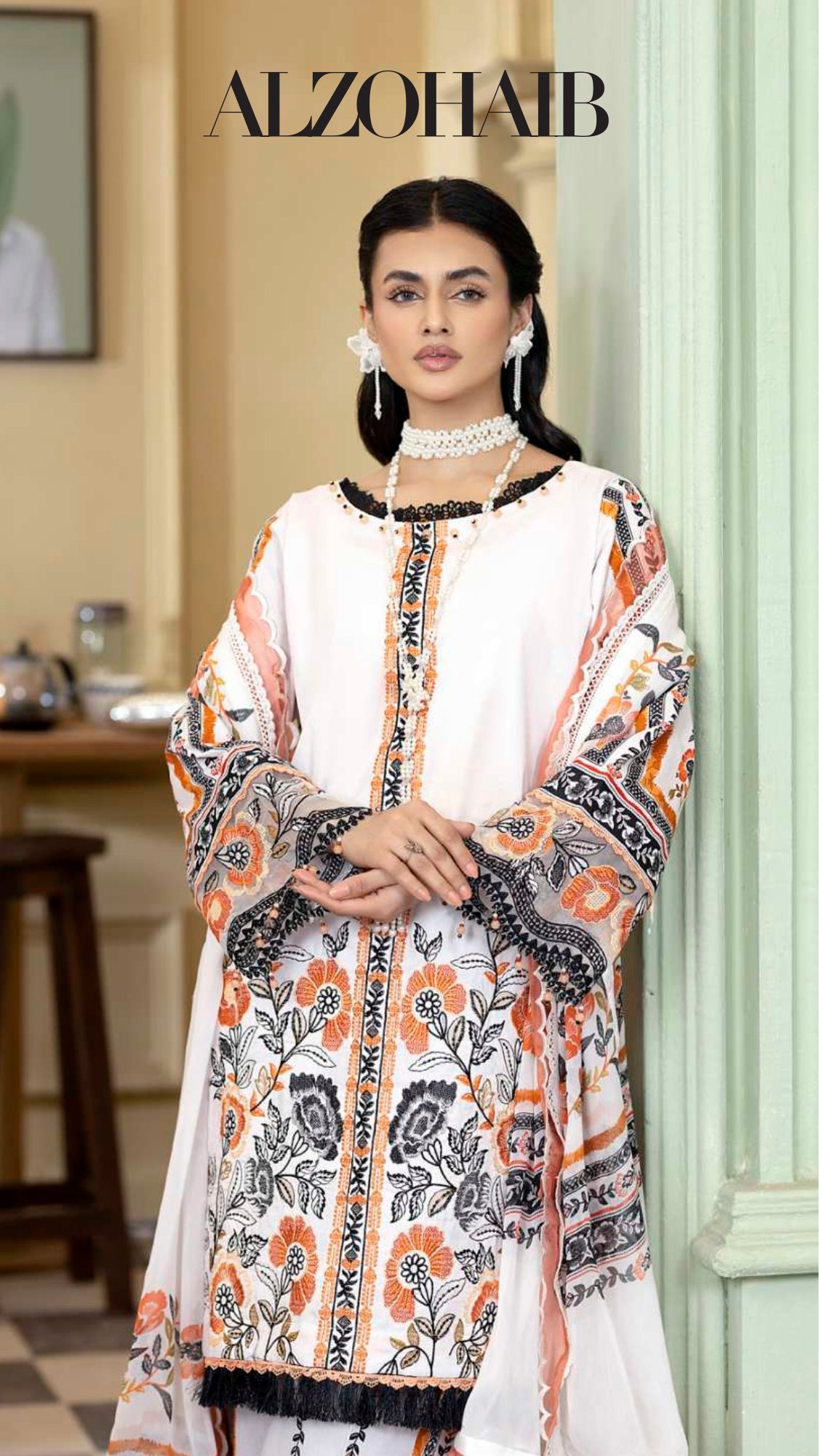 ALZOHAIB Printkari Embroidered & Appliqué Lawn - Image 4