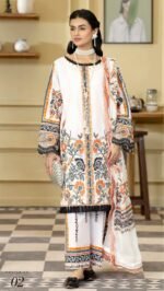ALZOHAIB Printkari Embroidered & Appliqué Lawn