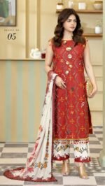 ALZOHAIB Printkari Embroidered & Appliqué Lawn