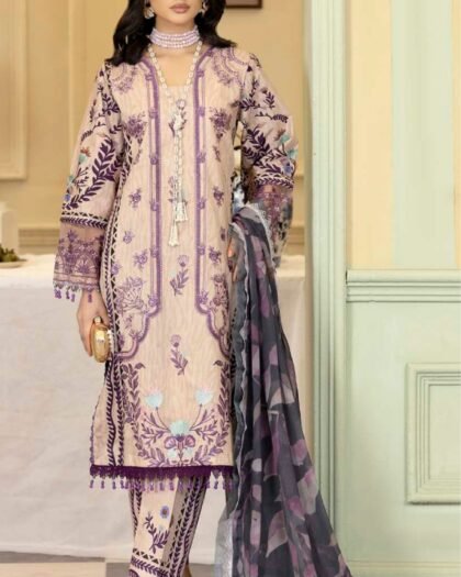 ALZOHAIB Printkari Embroidered & Appliqué Lawn