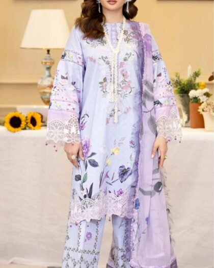 ALZOHAIB Printkari Embroidered & Appliqué Lawn