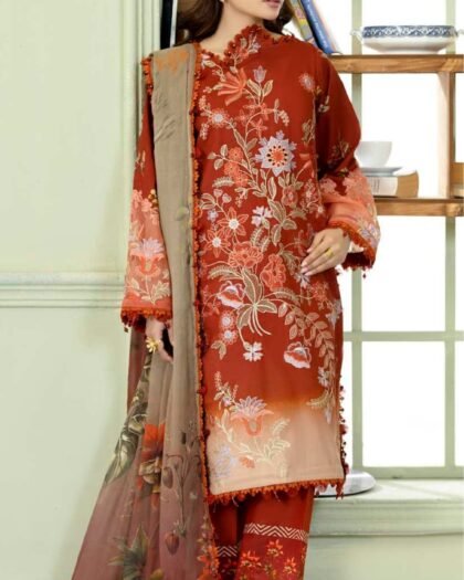 ALZOHAIB Printkari Embroidered & Appliqué Lawn