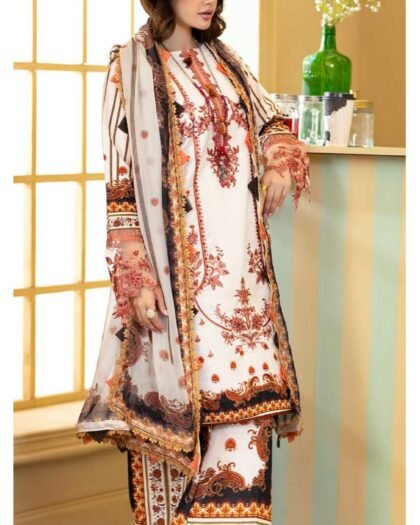 ALZOHAIB Printkari Embroidered & Appliqué Lawn