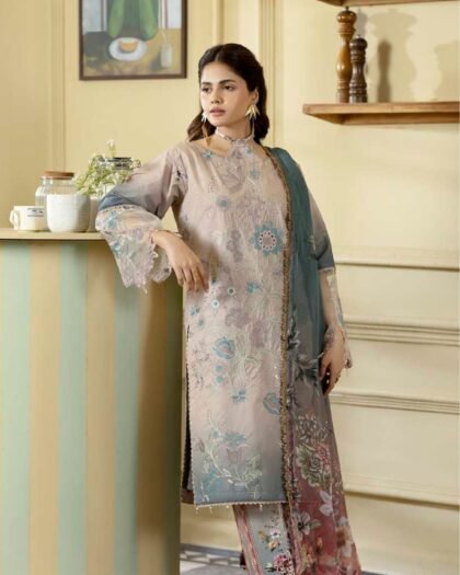 ALZOHAIB Printkari Embroidered & Appliqué Lawn