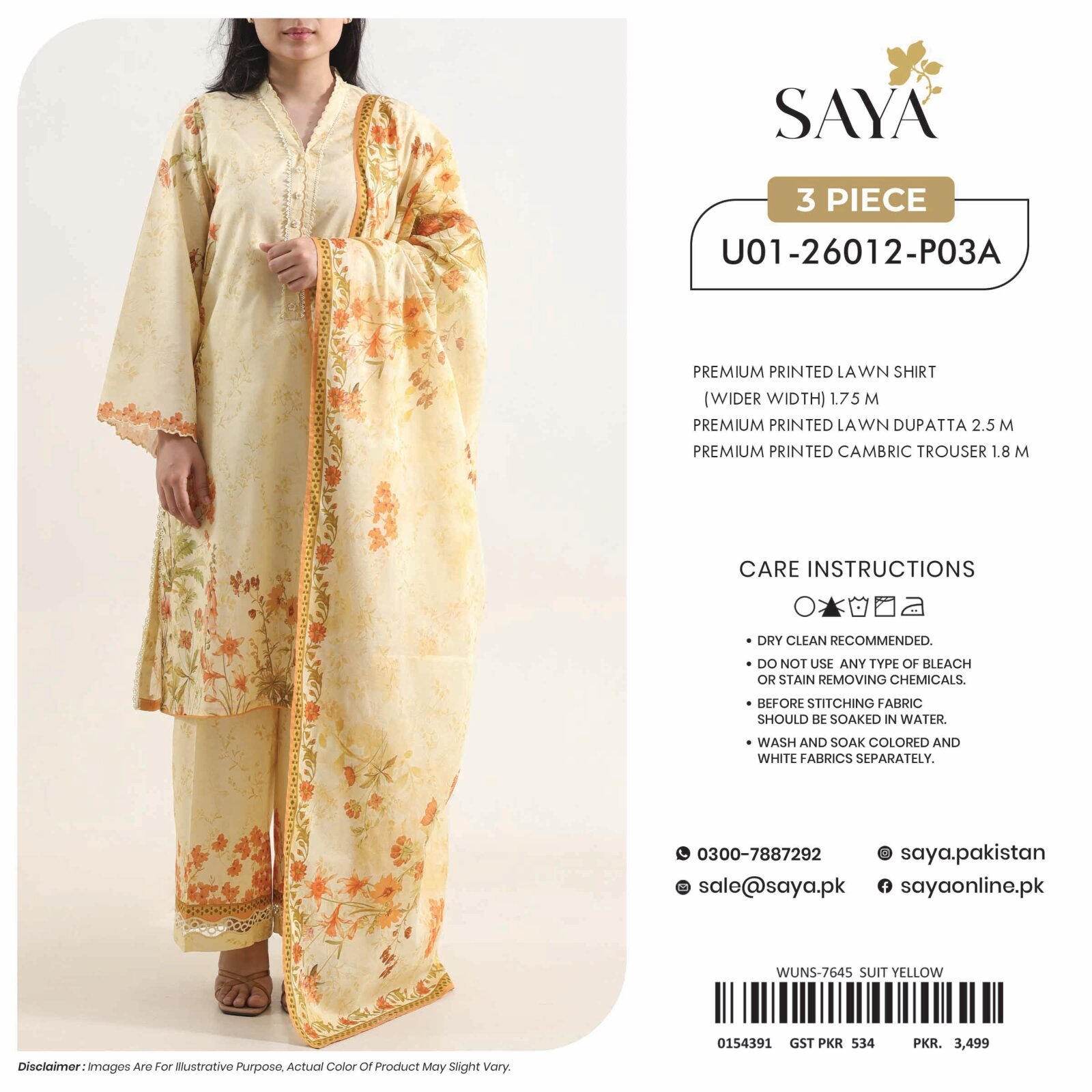 SAYA-PHOOLKARI Digital Printed Lawn 3-Piece Collection Vol-18 (100% Original)
