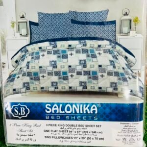 Salonika King Size 3-Piece Premium Bed Sheet Set – Soft, Durable & Stylish