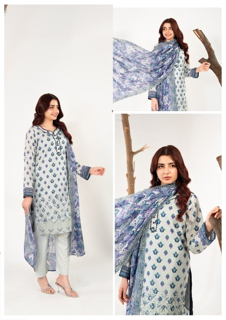 ZESH Premium Embroidered Eid Exclusive Lawn 3-Piece 2026 – Design 19