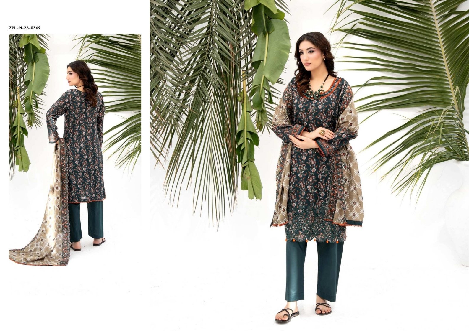ZESH Premium Embroidered Eid Exclusive Lawn 3-Piece 2026 – Design 10