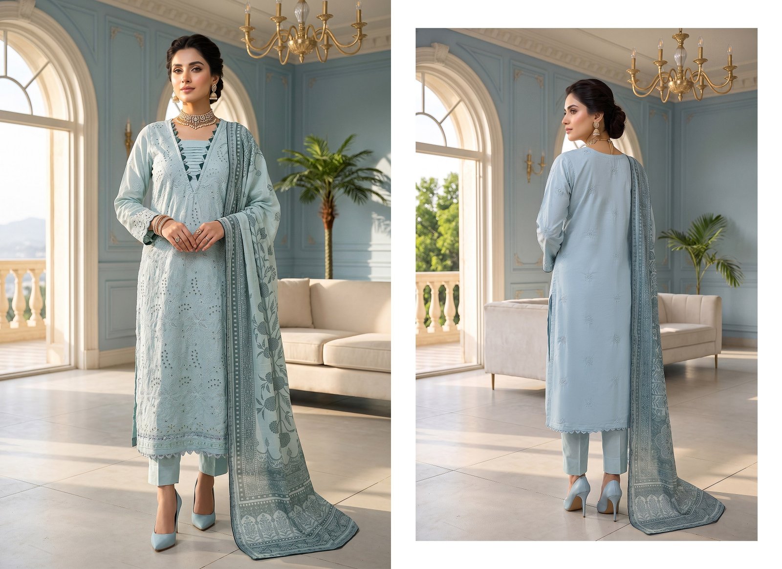 Afsana by T. Parishy – Embroidered Lawn 3-Piece Unstitched Suit