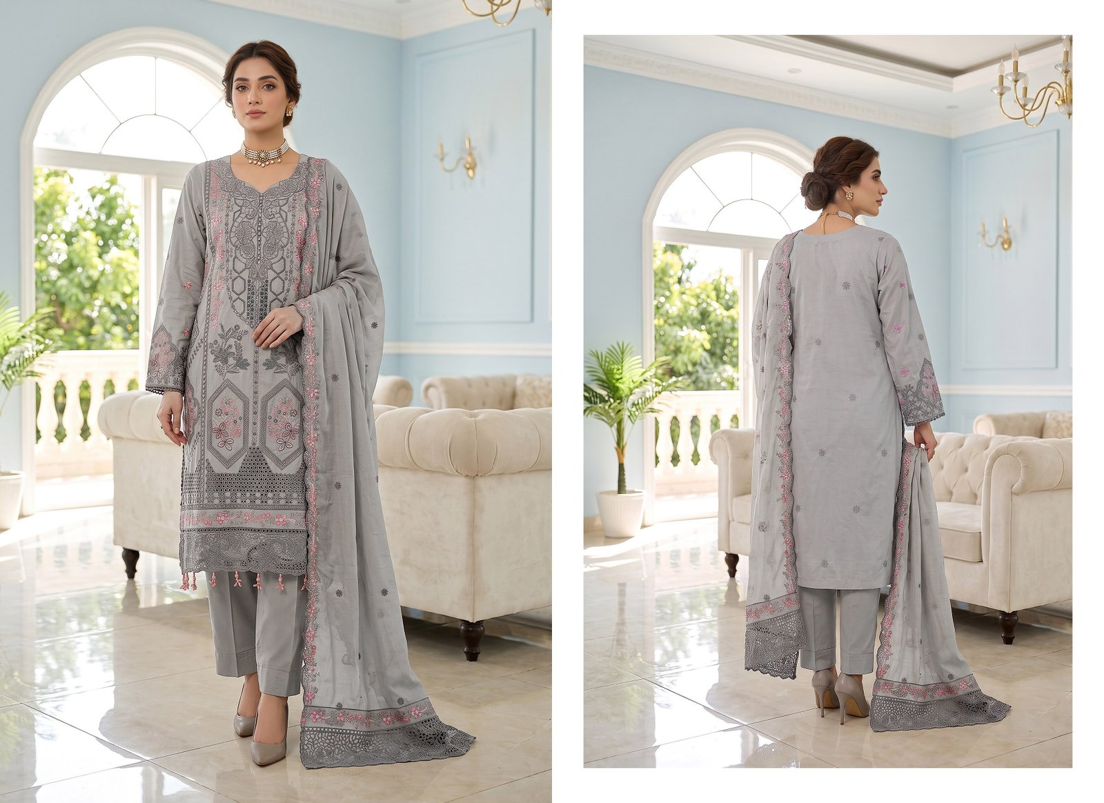 Afsana by T. Parishy – Embroidered Lawn 3-Piece Unstitched Suit