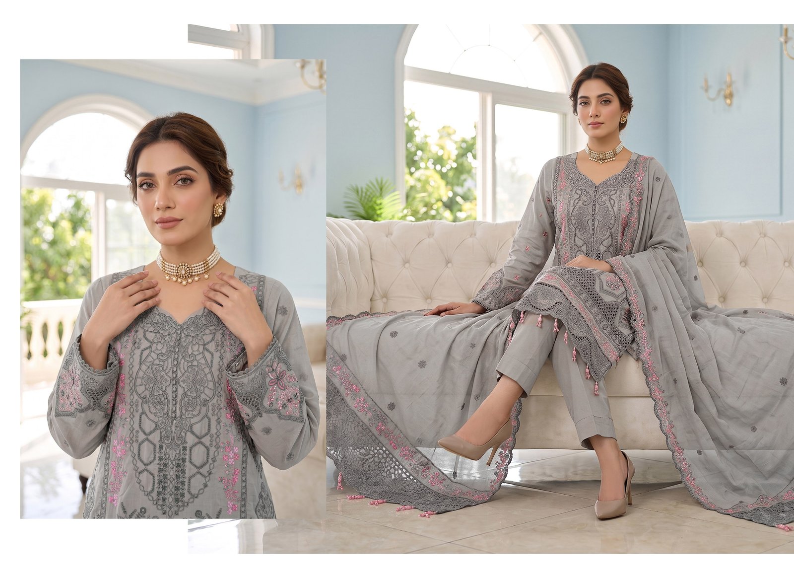 Afsana by T. Parishy – Embroidered Lawn 3-Piece Unstitched Suit - Image 2