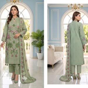 Afsana by T. Parishy – Embroidered Lawn 3-Piece Unstitched Suit