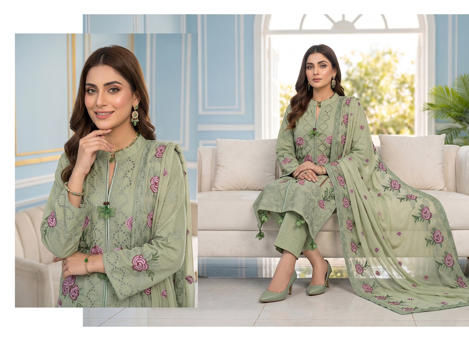 Afsana by T. Parishy – Embroidered Lawn 3-Piece Unstitched Suit - Image 2