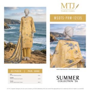 MTJ Digital Printed Lawn 3 Piece (Dastan e Gul) 2026