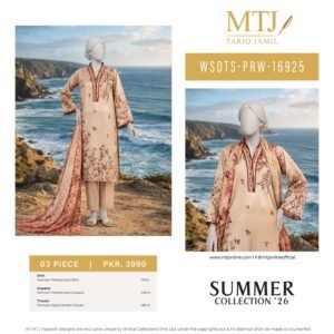 MTJ Digital Printed Lawn 3 Piece (Dastan e Gul) 2026