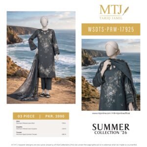 MTJ Digital Printed Lawn 3 Piece (Dastan e Gul) 2026