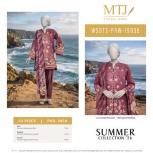 MTJ Digital Printed Lawn 3 Piece (Dastan e Gul) 2026