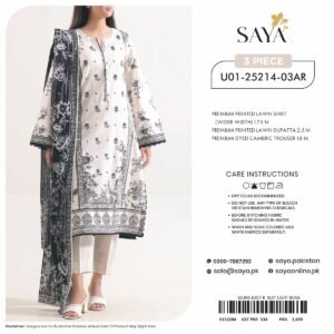SAYA Digital Printed Lawn 3 Piece Collection 2026