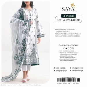 SAYA Digital Printed Lawn 3 Piece Collection 2026
