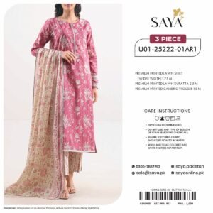 SAYA Digital Printed Lawn 3 Piece Collection 2026