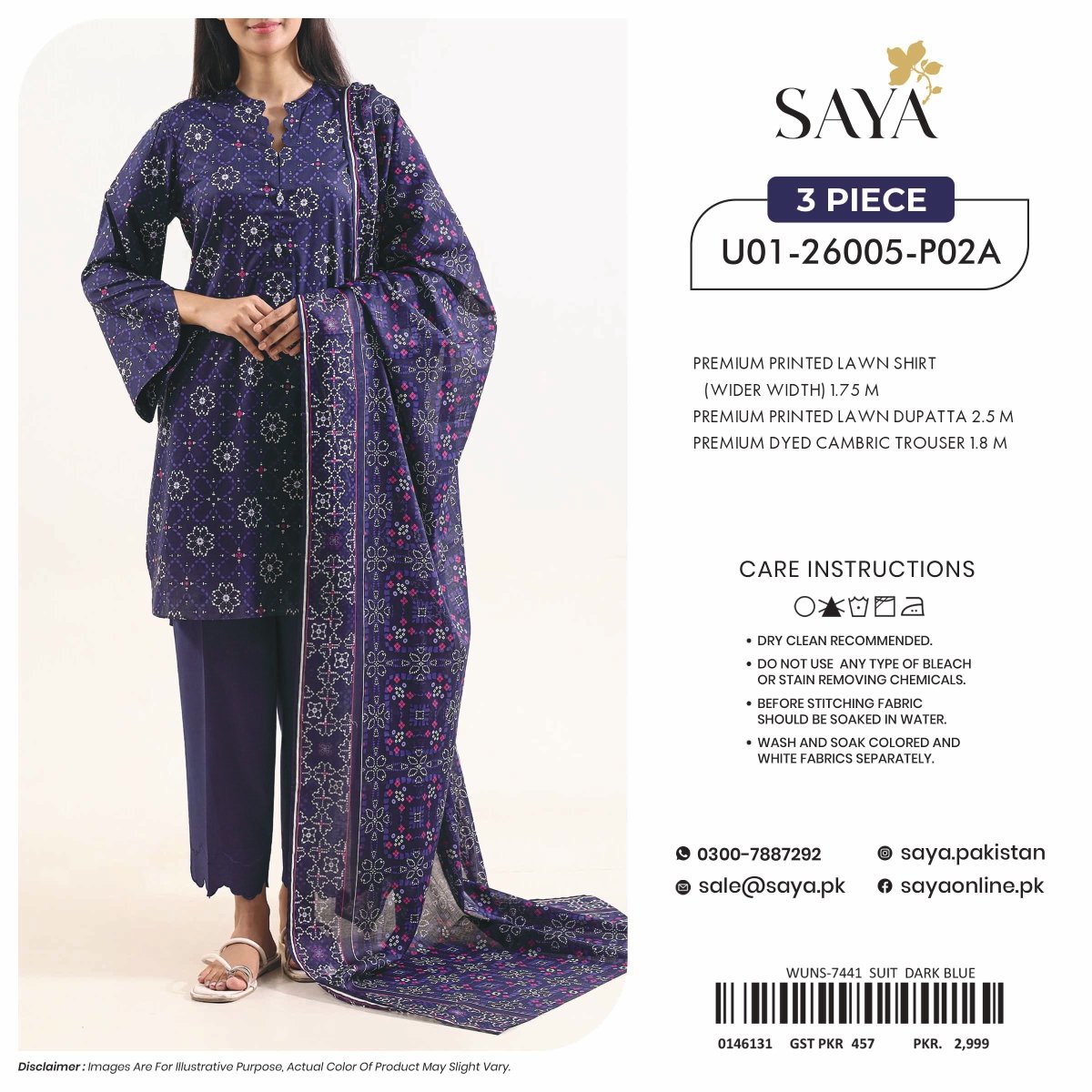 SAYA Digital Printed Lawn 3 Piece Collection 2026
