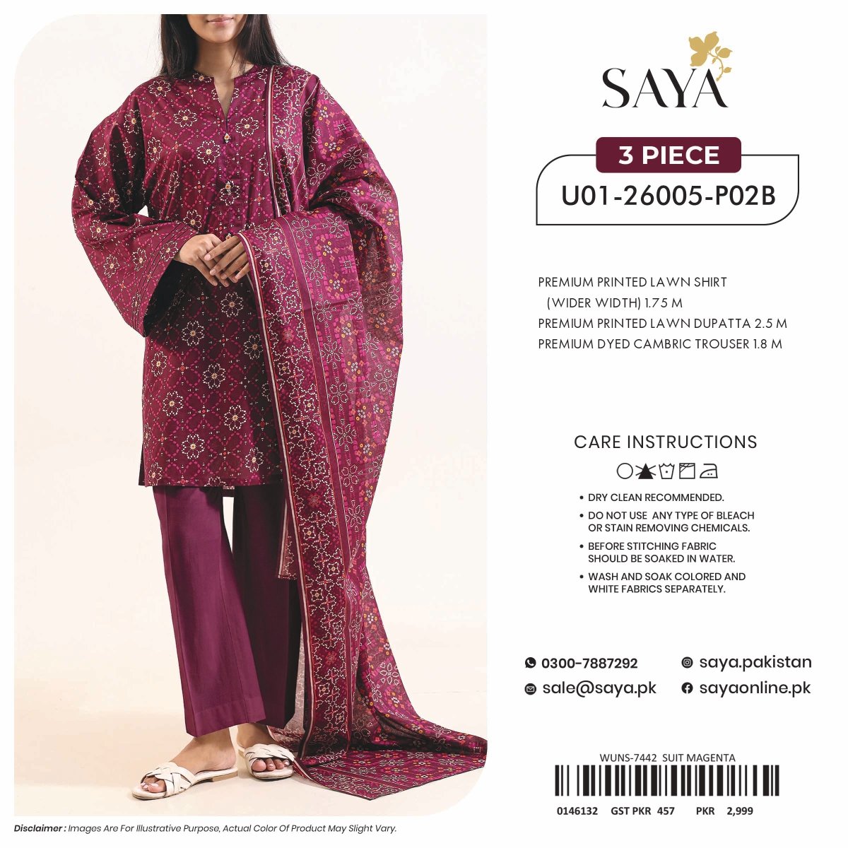 SAYA Digital Printed Lawn 3 Piece Collection 2026