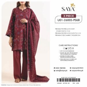 SAYA Digital Printed Lawn 3 Piece Collection 2026