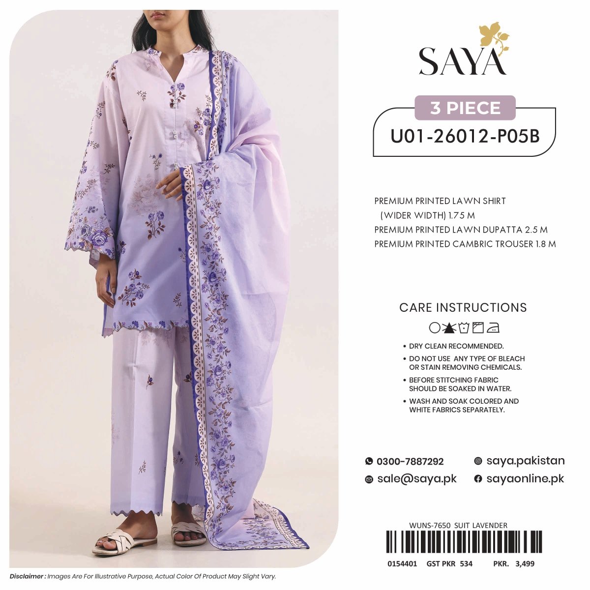 SAYA Digital Printed Lawn 3 Piece Collection 2026
